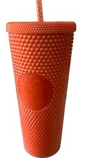 Pre Owned Starbucks 2021 Orange Pearlized Studded 24Oz Tumbler Limited Edition picture