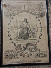 Antique 1876 United States of America Centennial Expedition Poster Philadelphia picture