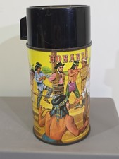 Vintage RARE 1960's Aladdin BONANZA Thermos 8oz Half Pint Metal TV Show picture