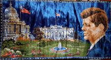 VTG 1965 JFK Washington Capital Tapestry Rug  John F. Kennedy 38” X 19.5” Italy picture