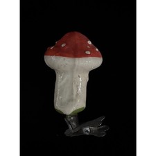 VTG MCM German Clip on Blown Glass Amanita Mushroom Christmas Ornament Toadstool picture