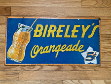 VERY EARLY BIRELEY'S 5 CENTS TIN SODA SIGN - MEASURES 24