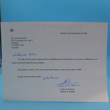 INFANTE CARLOS DE BORBON SIGNED AUTOGRAPH LETTER 2003-Original ROYALTY picture