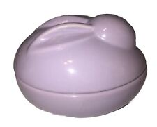 Large Adorable Ceramic Egg Shaped Covered Dish Trinket Box Easter Bunny Purple picture