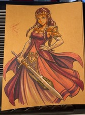 Princess Zelda Original Art Illustration Signed 8.5x11 | Art by Keyeske picture