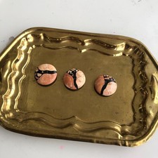 3 Unique Vintage Nouveaute De Paris Stone Marquetry / Pietra Dura Buttons, Pink picture