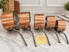 Vintage E. Dehillerin Paris Hammered Copper Pans Set Of 5. Batterie De Cuisine picture