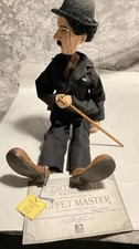 VTG Charlie Chaplin Puppet Master Hand Made Wood Doll Figure 18” Tall- Limited picture