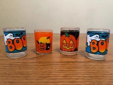 Vintage Set Of 4 Indiana Glass Halloween Votive Candle Holders Used picture