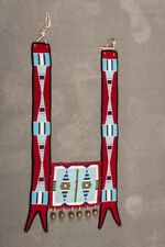 Old American Style Crow Beaded Martingale Red Wool Horse Collar 34 '' L, 16'' W picture