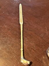 Vintage Brass Golf Club Letter Opener Gold Color 9 in Metal Golfer Made In India picture