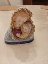 Vtg Sanmyro Japan Made Porcelain Madonna and Child Figurine Gold Spaghetti Trim picture