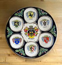 Vintage Germany Coat of Arms Collector Plate Cobalt Blue Gold Relief Souvenir picture