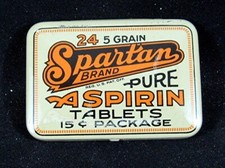 Vintage Spartan Brand 15 Cent 24 Aspirin Tin Southern Chemical Co Petersburg Va picture