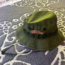 Vintage Vietnam Era Boonie Jungle Hat Hand Sewn VIETNAM CAMBODIA Tapes OD OG-107 picture