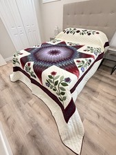New Amish Quilt Improved Lone Star Purple 108x114 Heirloom Made In Lancaster PA picture