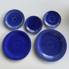 Vintage Fiestaware Cobalt Blue 5-Piece Plate & Bowl Set 1936-1951 EarlyHLC Stamp picture