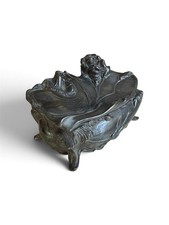Antique Jennings Bro’s Art Nouveau Jewelry Casket Floral ORIGINAL Silk Lined picture