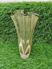 Gorgeous Large Murano Art Glass Ruffled Vase 8.5” Tall - Made in Italy picture