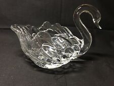 Vintage Crystal Cut Deep Swan Candy/trinket Dish 5.5” L Unbranded picture