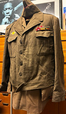 WWII US Army Original Wool Uniform Jacket & Shirt w/ Ribbons Cap Rank Patch picture