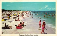 Vintage Florida Seashore Beach Postcard Curt Teich 1954 Chrome FK.59 picture