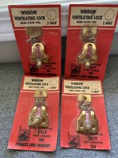 VTG. SEARS WINDOW VENTILATING LOCK 9 6067 BRASS PLATED STEEL  (4-PK) SEALED NOS picture