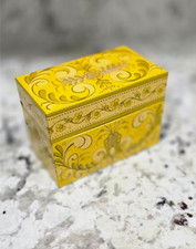 VTG 70’s Metal AVON Recipe Box’s/Hinged Lid MOD Yellow Pre-Owned picture