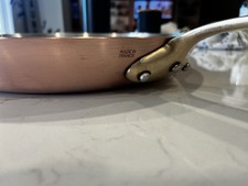 Vintage 12” French Copper Frying Pan Tin Lining Bronze Handle 4lbs 1.5mm. France picture