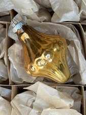 Vintage Shiny Brite Made In USA Gold Chandelier Glass Christmas Ornament picture
