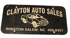Vintage Clayton Auto Sales Vanity License Plate Winston Salem NC picture