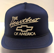 Never Worn Chevrolet “The Heartbeat of America” 1980s Mesh Trucker Hat  picture