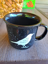 The Gray Havens Black Speckled Advertising Mug Cup w/ Bird Logo picture