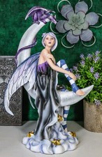 Ebros Large Celestial Crescent Moon Fairy With Pet Dragon Figurine 13