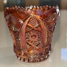 Imperial Carnival Glass Marigold/Rubigold Daisy and Button Toothpick Holder picture