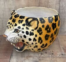 Vintage Leopard Head Planter Bowl Made in Italy Terracotta Unique picture