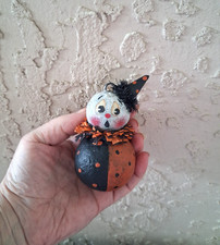 Handmade Primitive Spun Cotton  Ghost  Halloween Ornament OOAK  Folk Art picture