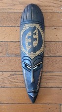 Vintage Wooden Hand Carved African Ghana  Tribal Mask Wall Hanging 20