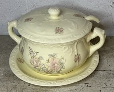 Vintage Athena VB California Pottery Ceramic Porcelain Soup Tureen Set Floral picture
