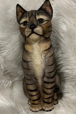 Vintage Harvey Knox Cat Statue Figurine Gray Tabby Numbered Japan 12” Read picture