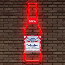 BUDWEISER BEER BOTTLE NEON LIGHT UP BAR LED SIGN GAME ROOM MAN CAVE picture