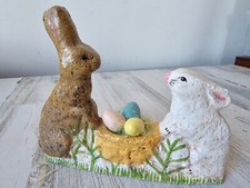Vintage teena flanner Easter Bunny egg glitter sparkle spring figurine statue de picture
