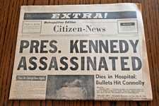 *RARE 1963 President Kennedy Assassinated HOLLYWOOD CITIZEN NEWS Newspaper CLEAN picture