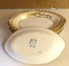 Vintage Made in Japan Porcelain Small Oval Dishes Gold Floral Set of 6 picture