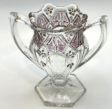 RARE 1912 Vintage US Glass Co ATHENIA Reverse 44 Red Pink Toothpick Holder MINT picture