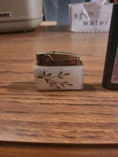 VINTAGE SMALL PIGEON AUTOMATIC SUPER LIGHTER MOTHER OF PEARL FLOWER JAPAN picture
