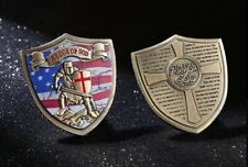ARMOR OF GOD RELIGIOUS SHIELD SILVER COLORIZED ART MEDAL CHALLENGE COIN picture