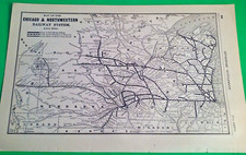 Rare 1903 Railroad Map of The CHICAGO & NORTHWESTERN Railway System & Routes picture