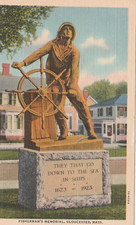 Gloucester MA-Massachusetts, Fishermen's Memorial, Vintage Souvenir Postcard picture