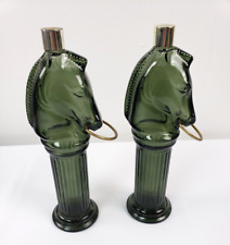 Vintage 1960s Avon Pony Post Decanter After Shave Green Glass Empty Bottle 9.5in picture